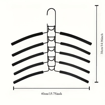 2 pezzi Grucce Multistrato in Metallo Resistente, Appendiabiti Salvaspazio 5-in-1 con Design Curvo e Ripiani Multilivello - Costruzione Robusta e Durevole per Armadio Ordinato, Dormitorio, Portaoggetti - Ideale per Camicie, Vestiti, Cappotti