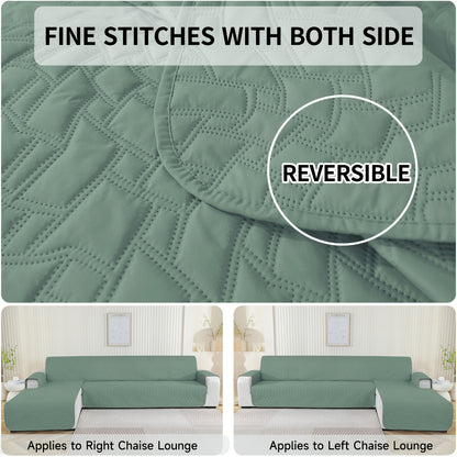 Copridivano a 3 posti con chaise longue, Copridivano a forma di L, Copridivano con chaise longue sinistra e destra con penisola, Copridivano chaise longue, Copridivano L (255 cm, Verde chiaro)