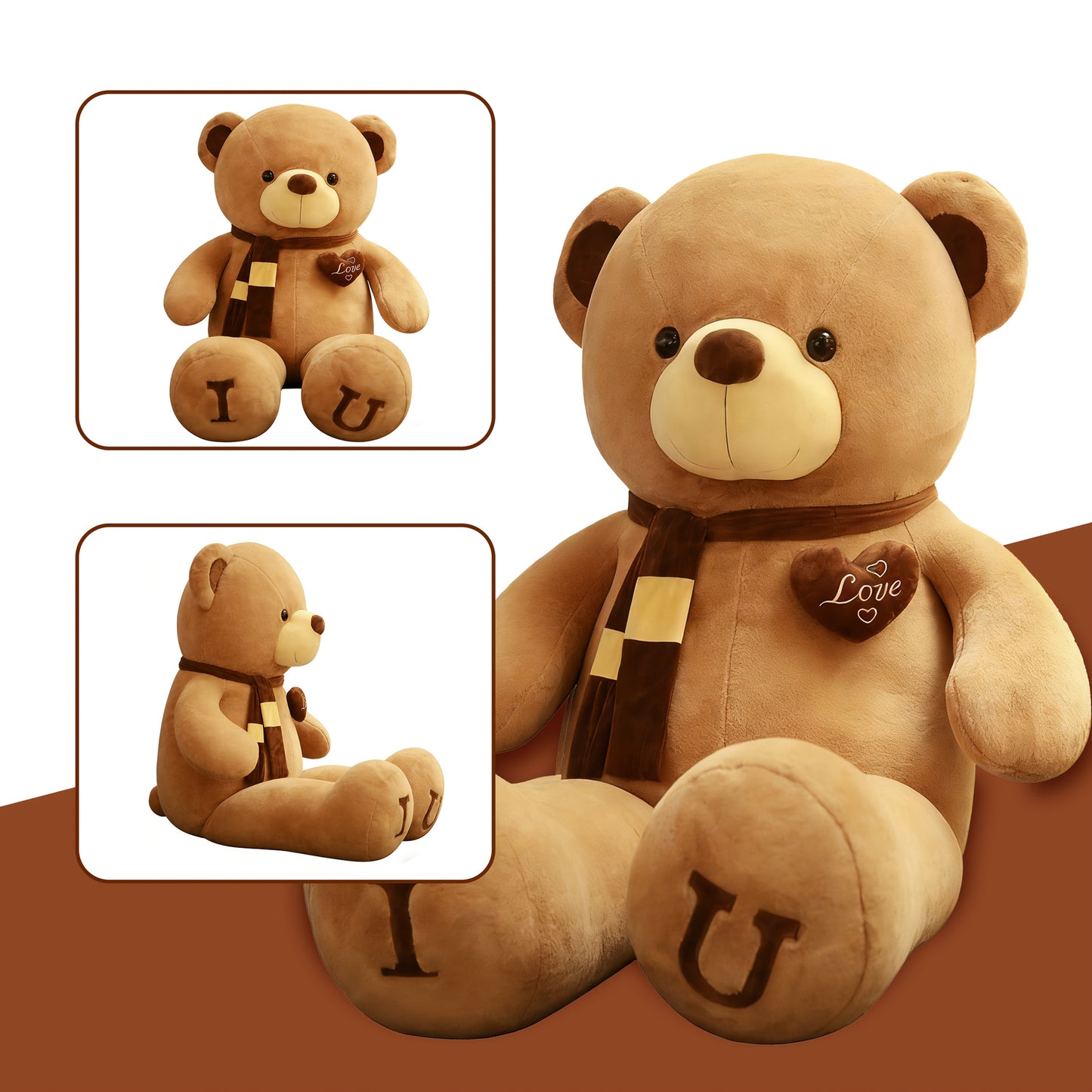Orsacchiotto Gigante XXL Sovradimensionato Marrone, Grande Peluche Morbido Animale, Ottima Idea Regalo per Amici, Ideale per Natale, Halloween e Capodanno