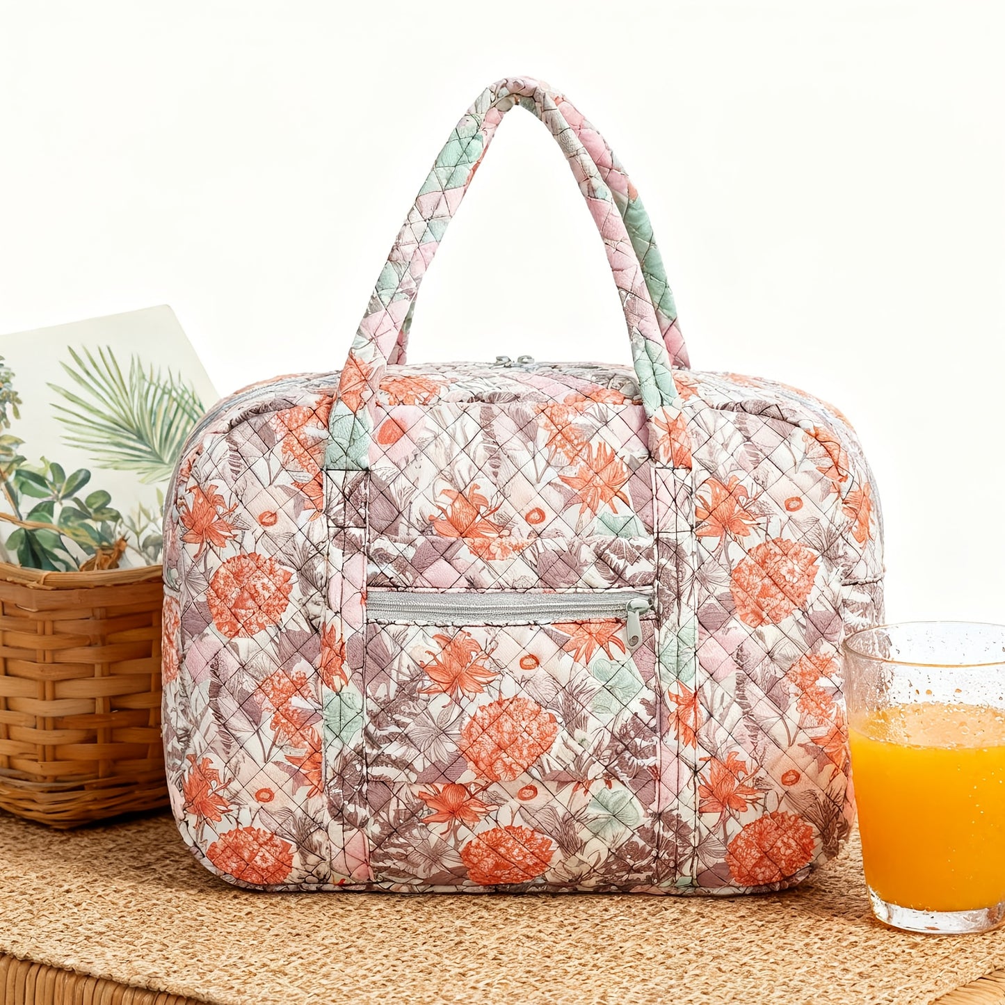 Borsa da Viaggio e Palestra da 25L per Donna - Ispirata ai Fiori di Ciliegio Rosa - Borsa a Mano Leggera e Resistente con Scomparto per Laptop, Multiscomparto, Rosa Pastello/Bianco/Viola per Aereo, Palestra, Weekend, Regalo di Natale