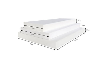 Pannello in schiuma 120x80x10cm, 120x60x10cm, 120x40x10cm – Schiuma per imbottitura, tappetino in schiuma densa, cuscino in schiuma per mobili in pallet, materasso, resistente e duraturo, pannello in schiuma