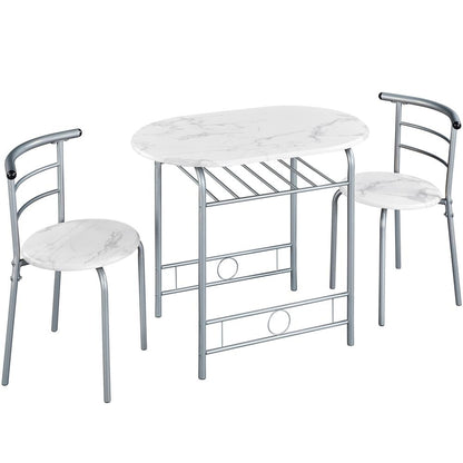 Costoffs Set Tavolo e 2 Sedie da Bar e Sala da Pranzo in Legno e Metallo per Cucina Balcone Piccoli Spazi Sedia Portata 136 kg