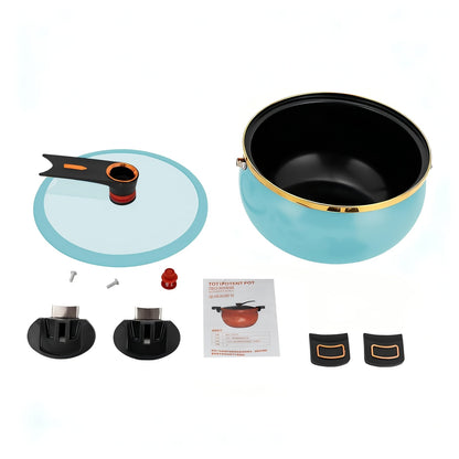 Pentola multiuso a doppia maniglia da 7 litri, disponibile in tre colori, con una generosa capacità di 25,4 cm, in ferro spesso, con coperchio in vetro e bordo dorato. Perfetta per zuppe, stufati e altro, ideale come regalo di Halloween e Natale in un mag