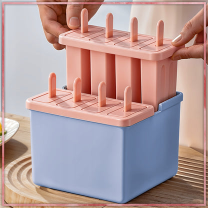 Kuketo - Set Gelati 8 Pezzi per Casa - Set con Inserto e Bastoncini Riutilizzabili, Stampo per Fare Gelati, Sorbetti, Snack, per Congelare Succhi, Yogurt e Latte, con Coperture e Supporto, Materiale Sicuro, Facile Rimozione, Ideale per Bambini e Adulti, S