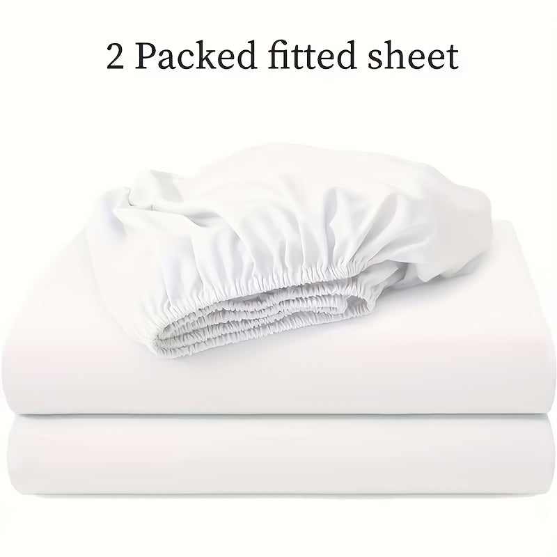 2 Lenzuola con Angoli Elastici, 30cm di Gonna, Ipoallergeniche, Traspiranti, Adatte per Camere da Letto, Dormitori e Camere Ospiti, Lavabili in Lavatrice, Adatte a Tutte le Stagioni, Copripiumino Non Incluso, Regalo per Natale e Capodanno