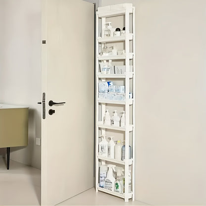 Scaffale da bagno ultra sottile a 8 ripiani, progettato per riporre articoli da toeletta e carta igienica, adatto a vari scenari di stoccaggio in bagno, Ripiani