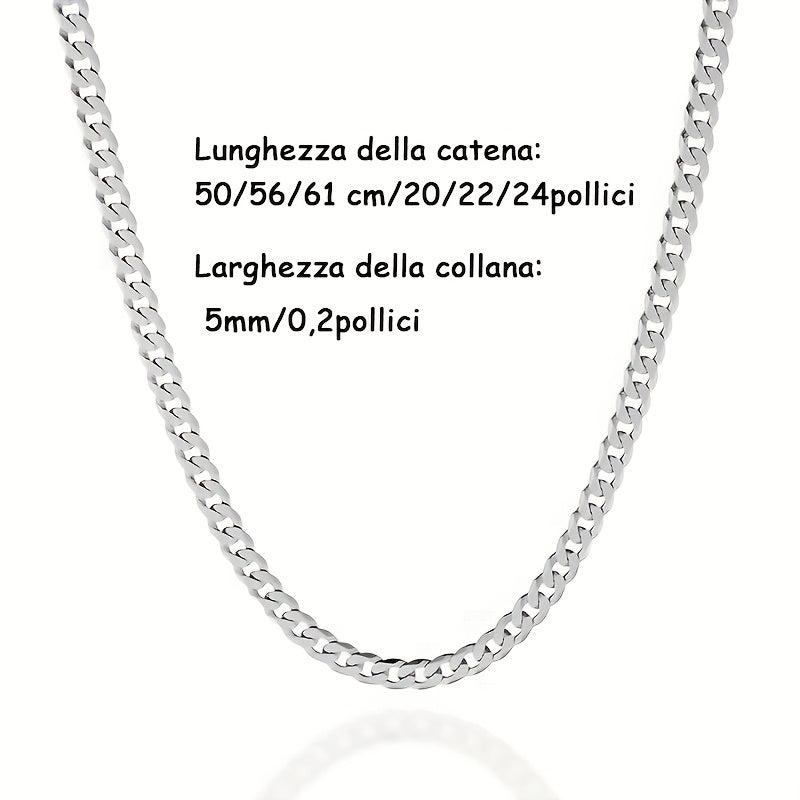 Magazzino Locale, Collana a Catena Cubana Argentata 925, Peso 15.5g/18.5g/20.6g, con Contenuto Argentato di 10g/12.3g/13.4g. Con un Design Elegante e Minimalista, Adatta per l'Uso Quotidiano, Include una Confezione Regalo di Lusso.