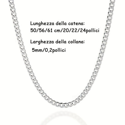 Magazzino Locale, Collana a Catena Cubana Argentata 925, Peso 15.5g/18.5g/20.6g, con Contenuto Argentato di 10g/12.3g/13.4g. Con un Design Elegante e Minimalista, Adatta per l'Uso Quotidiano, Include una Confezione Regalo di Lusso.