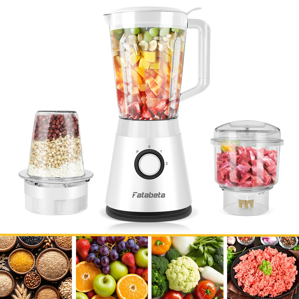 Frullatore di grande capacità da 1500ML, Robot da cucina 3-in-1, Tritatutto per carne, Frullatore per succhi per cucina domestica e verdure, Succo sano per la casa, Smoothie, Sorbetto, Milk Shake, Frappè