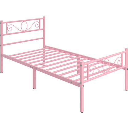 Costoffs Struttura Letto Stile Rustico Moderno in Metallo con Testiera Elegante e Pediera per Appartamento Camera da Letto Stanza degli Ospiti Studio