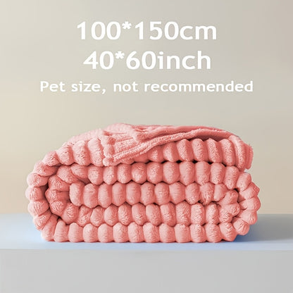 Coperta Morbida in Finta Pelliccia di Coniglio, Delicata sulla Pelle, Comfort Tutto l'Anno. Elegante Design a Strisce Adatta per Divani, Viaggi, Campeggio o Uso in Ufficio. Lavabile in Lavatrice per una Facile Cura, Ideale per Uso Interno ed Esterno. Un R