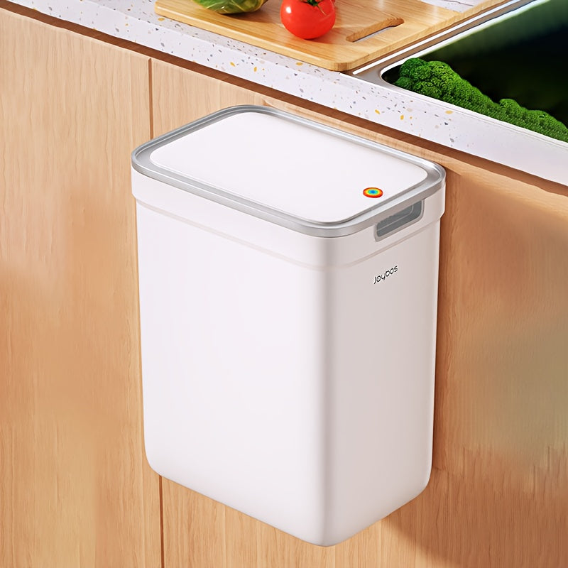 Joybos Cestino da Bagno a Parete 9L con Coperchio - Design Risparmio Spazio e Antiodore per Cucina & Bagno, Facile Installazione, Nessuna Elettricità Richiesta