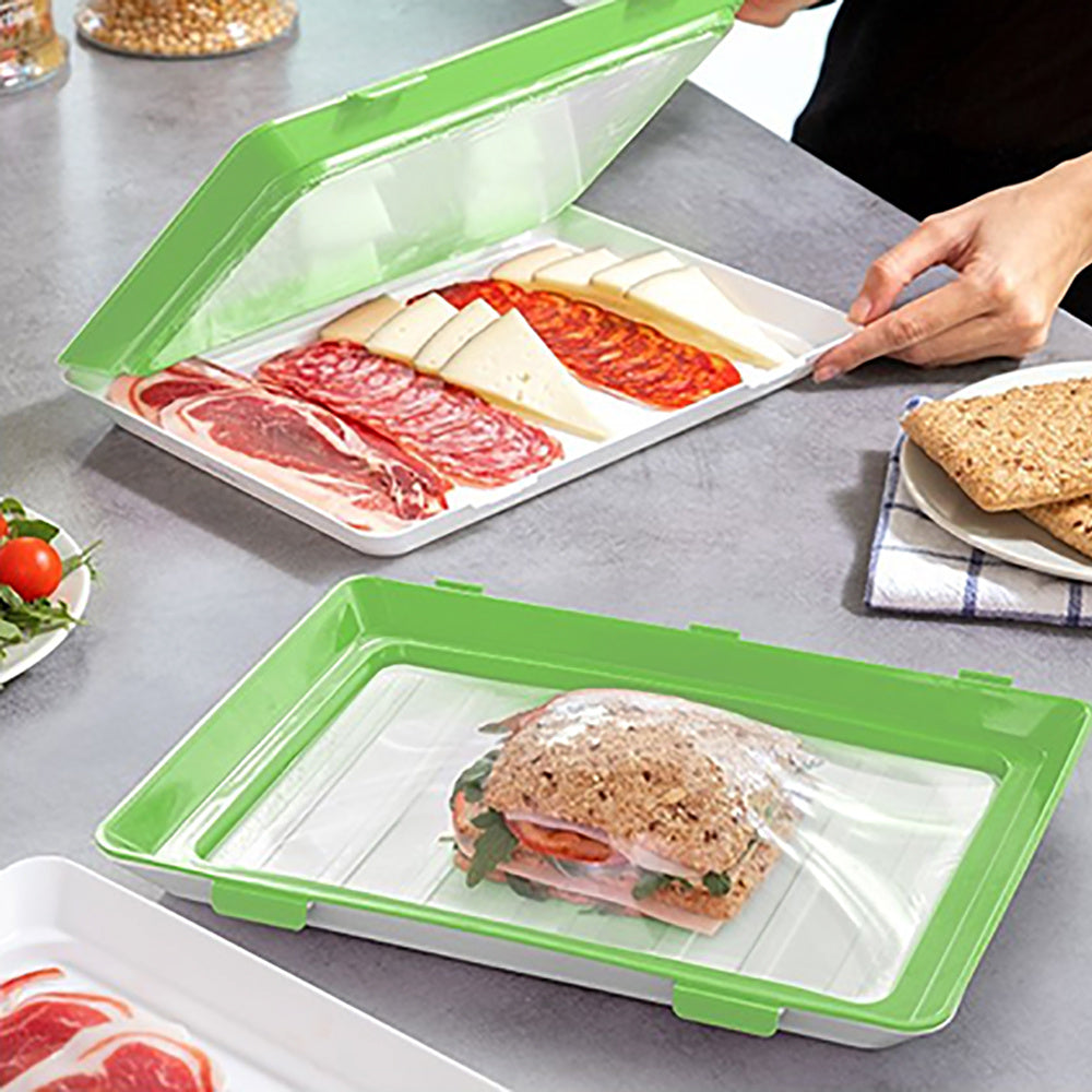 3 Vassoi Impilabili per Frigorifero, Contenitori per Alimenti Sottovuoto, Mantengono Freschi i Prodotti, Design Impilabile, 30 x 20 x 2,4 cm
