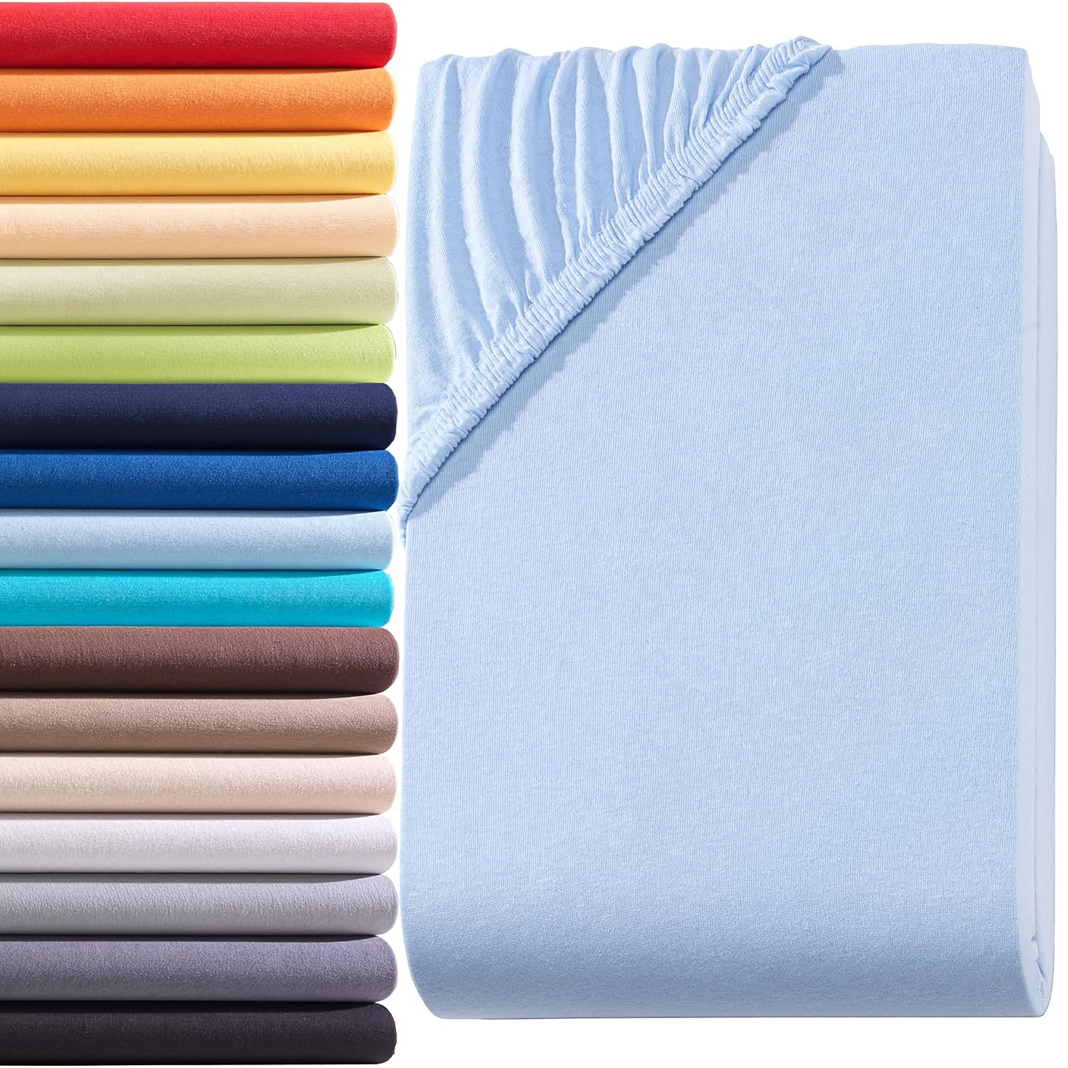 2 Pezzi Lenzuolo Jersey 100% Cotone 130gsm, Lenzuolo con Angoli Elastici, Gonna 30cm, Ipoallergenico, Traspirante, Adatto per Camera da Letto, Dormitorio e Camera degli Ospiti, Lavabile in Lavatrice, Biancheria da Letto Jersey