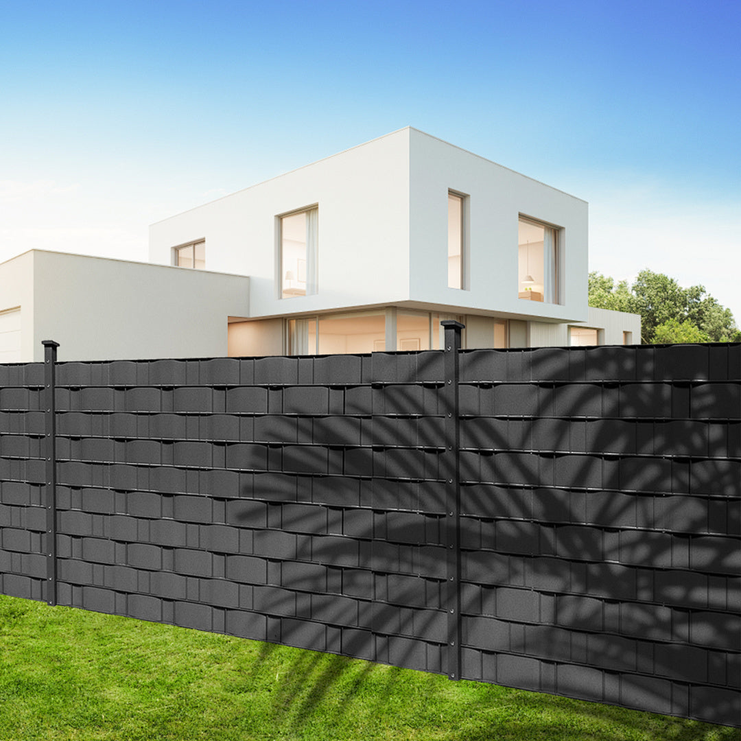 Striscia per recinzione privacy 35m-140m con clip, schermo privacy per recinzioni, striscia privacy da giardino per esterni, recinzione decorativa grigio scuro per giardini, 450g/m², facile da installare, schermo di protezione della privacy, parasole, ada