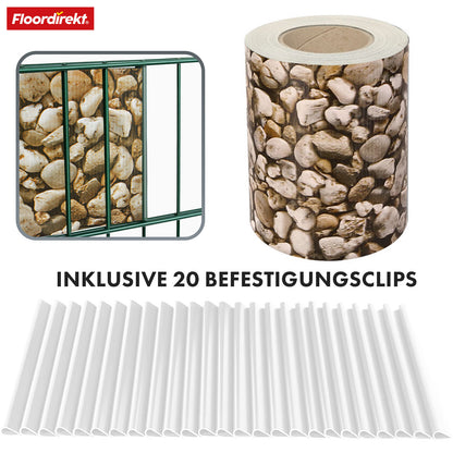 Striscia PVC per Privacy per Recinzione a Doppio Filo – Rotolo da 35m, Altezza 19cm, Include 20 Clip, Disponibile in 3 Colori e 4 Design