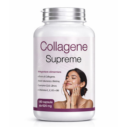 Integratore Collagene e Acido Ialuronico 180 Capsule con Coenzima Q10 e Biotina - Prodotto Naturale - Made in Italy - Spedizione veloce da magazzino locale