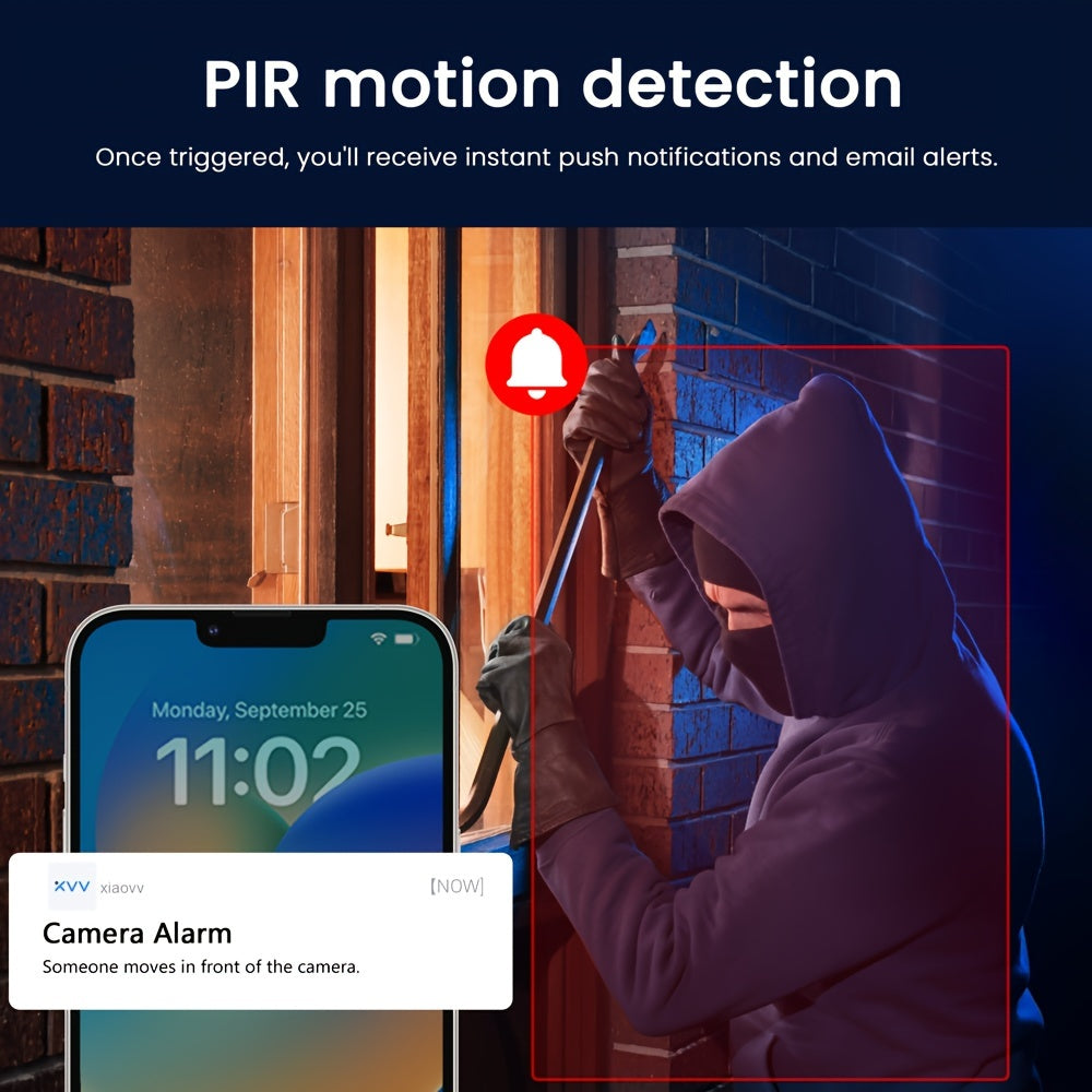 XIAOVV P6 Telecamera di Sicurezza Esterna Sistema di Sorveglianza Wireless WiFi con Visione Notturna HD 1080P, Audio Bidirezionale, Avvisi di Rilevamento del Movimento, Pannello Solare Adatta per TVCC Aziendali, App e Montabile a Parete