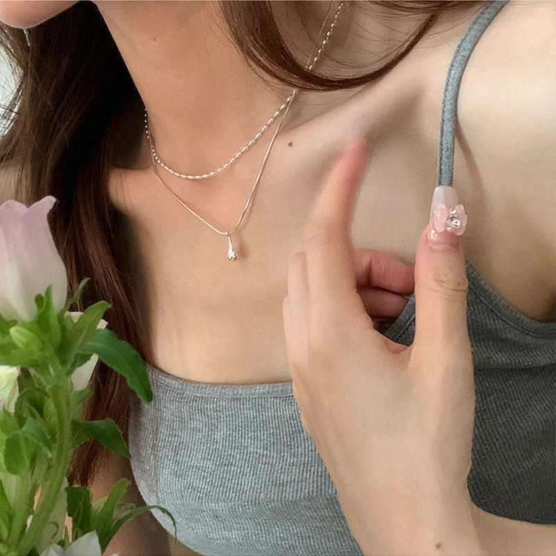 Catena in Argento Sterling 925, Collana Minimalista a Doppio Strato da Donna con Ciondolo Pendente, Elegante e Moderna, Ideale come Regalo per Donne