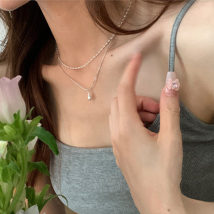 Catena in Argento Sterling 925, Collana Minimalista a Doppio Strato da Donna con Ciondolo Pendente, Elegante e Moderna, Ideale come Regalo per Donne