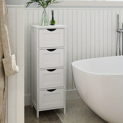 Armadio per il bagno moderno e indipendente con 4 cassetti, 30 x 30 x 82cm - Costruzione in legno duro, design contemporaneo, uso indipendente, ideale per l'organizzazione della casa e dell'ufficio, decorazione del bagno e accessori