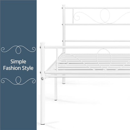 Costoffs Struttura Letto Stile Rustico Moderno in Metallo con Testiera Elegante e Pediera per Appartamento Camera da Letto Stanza degli Ospiti Studio