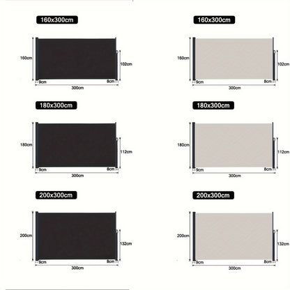 Tenda Laterale Parasole, 160X300Cm/180X300Cm/200X300Cm Protezione Solare, Schermo Privacy, Protezione Vento, per Balcone, Terrazza, Giardino, Grigio/Grigio Scuro