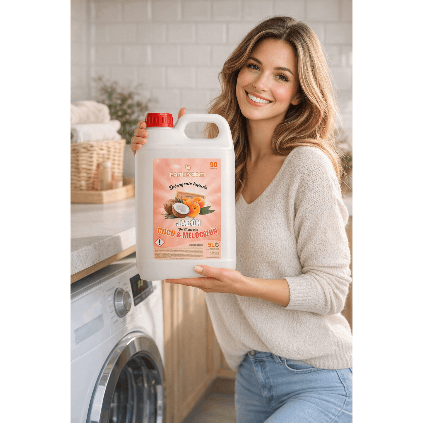 Detergente Liquido Professionale Tradizionale di Marsiglia 5L, Formula Concentrata per Biancheria Bianca e Colorata, 90 Lavaggi, Sapone Naturale per un Bucato Pulito e Cura
