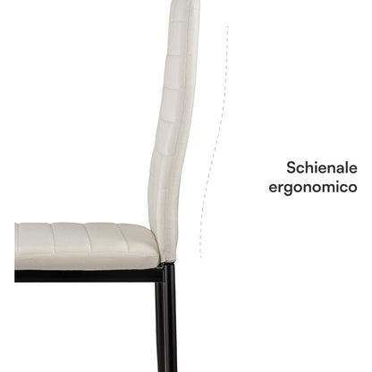 Baroni Home Set di 4 Sedie da Pranzo con Schienale Alto e Seduta Ergonomica con Cuciture Decorative, Sedie Eleganti Imbottite in Ecopelle o velluto con Struttura in Acciaio, 40X48X96 cm