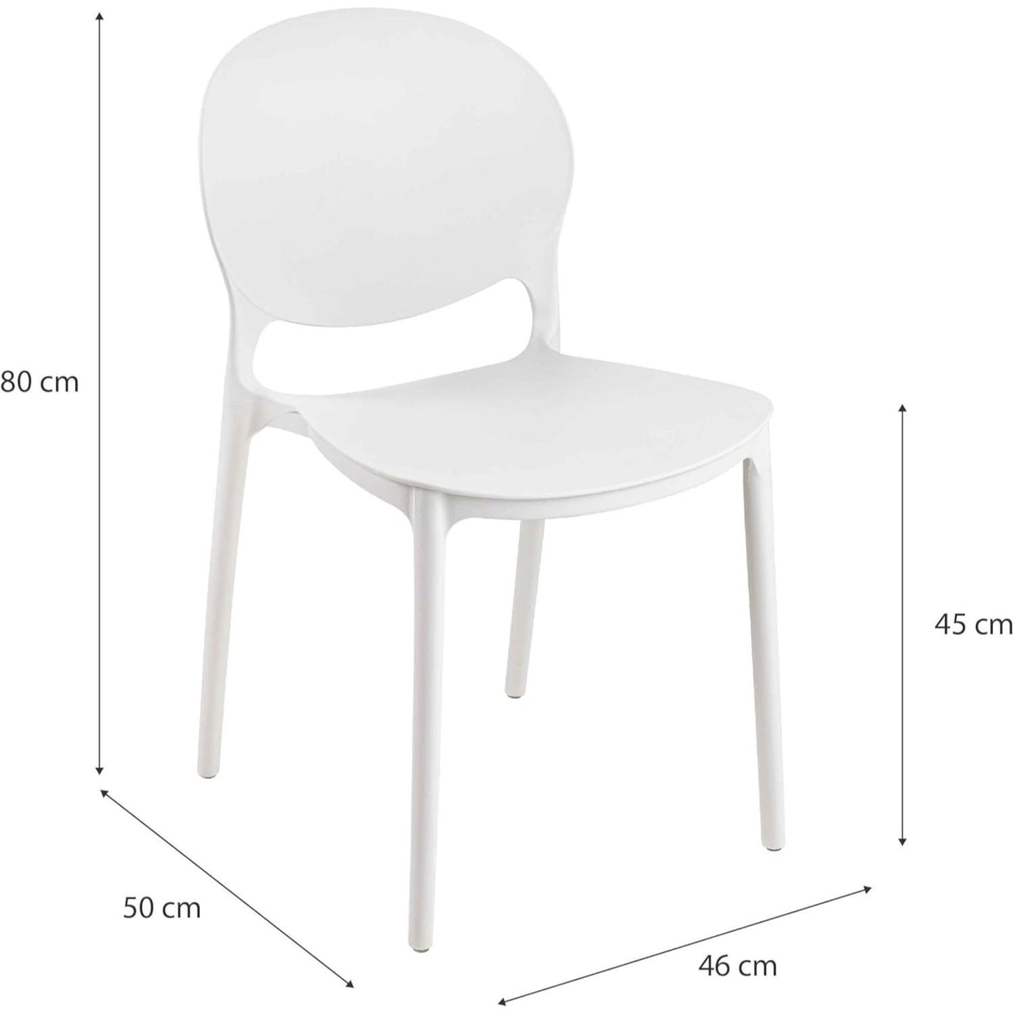 Baroni Home Set 4 Sedie in Plastica Bianca – Sedie Impilabili, Pronte all’Uso Senza Montaggio, Facili da Pulire, con Piedini Antiscivolo per Maggiore Stabilità – Ideali per Cucina, Soggiorno, Sala da Pranzo, Giardino, Terrazzo o Balcone – Sedute Comode e