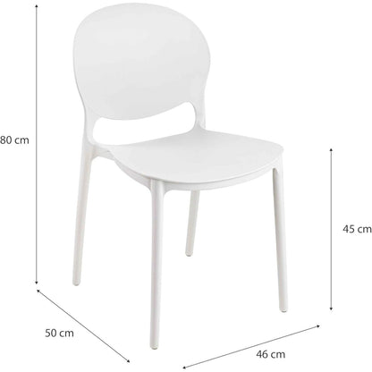 Baroni Home Set 4 Sedie in Plastica Bianca – Sedie Impilabili, Pronte all’Uso Senza Montaggio, Facili da Pulire, con Piedini Antiscivolo per Maggiore Stabilità – Ideali per Cucina, Soggiorno, Sala da Pranzo, Giardino, Terrazzo o Balcone – Sedute Comode e