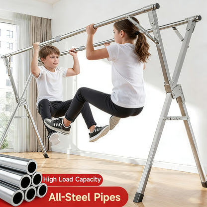 Stendibiancheria telescopico pieghevole a X robusto da 200.03cm/240.03cm, stendino da bucato indipendente retrattile in acciaio inossidabile con clip antivento e per calze, salvaspazio per uso interno ed esterno su balconi, appartamenti e bagni