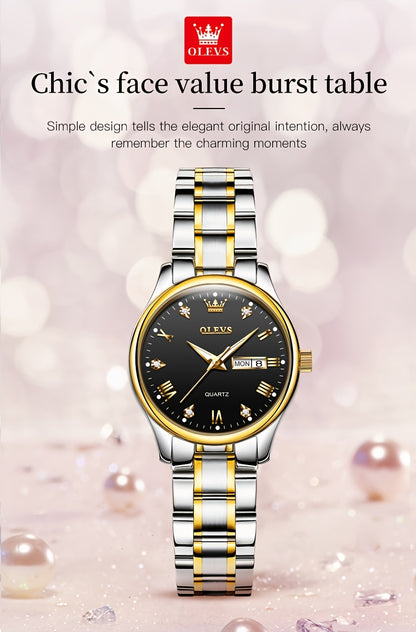 OLEVS Orologi da Donna Eleganti e di Lusso per Polso Piccolo, Quadrante Piccolo, Cinturino in Acciaio Inossidabile, Movimento al Quarzo Analogico, Data e Luminosità, Nero/Bianco/Oro/Blu