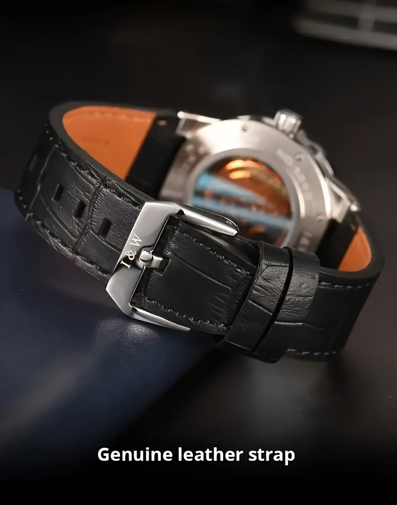 [I&W Carnival] Orologio Sportivo Meccanico da Uomo, Luminoso e Impermeabile con Vetro Finto Zaffiro, Regalo Ideale per le Vacanze