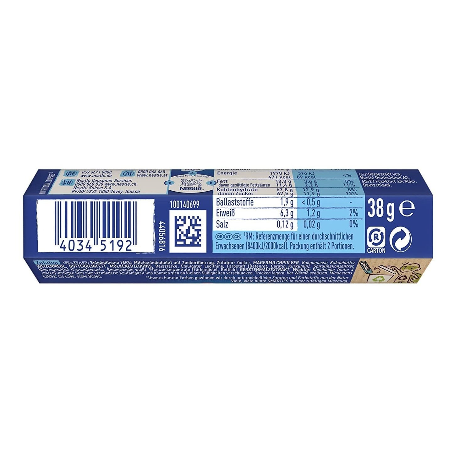 NESTLÉ Smarties® Rotolo Esagonale, Cioccolato Lenticchie Confezione da 24