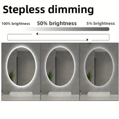 Specchio da bagno smart da 80 cm x 50 cm, specchio da bagno a parete con luci LED, luminosità regolabile, funzione demister, doppio controllo touch, set di mobili per il bagno