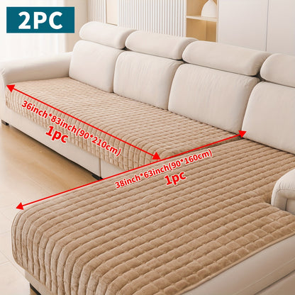 Set da 2 copridivano eleganti e moderni trapuntati in peluche - Materiale ultra-morbido e spesso in peluche, adatto agli animali domestici, lavabile in lavatrice, protezione per divano antiscivolo per divano a 3 posti, divanetto, per tutte le stagioni, la