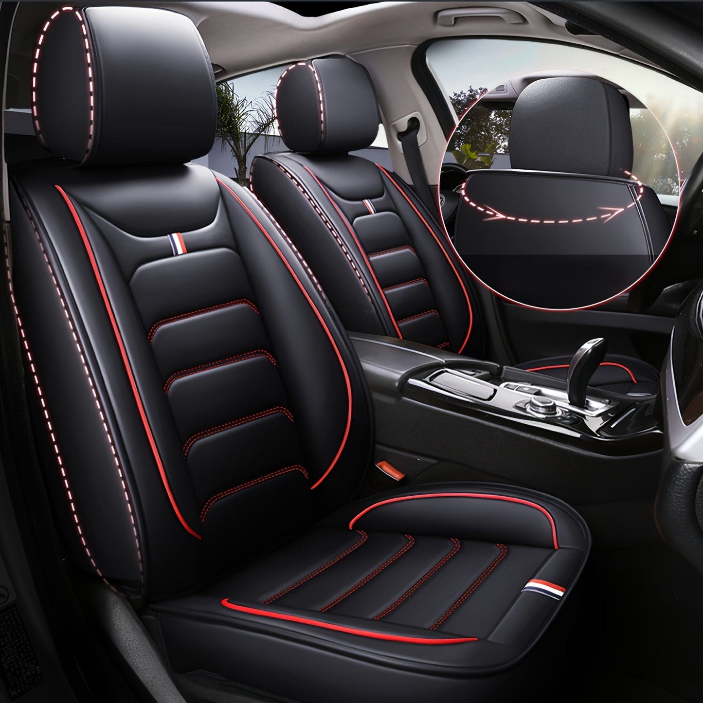 Set Completo di Coprisedili Auto Premium a 5 Posti, Universale per la Maggior Parte dei Veicoli, Protezione Antiscivolo a Copertura Totale con Cuscini Poggiatesta, Design Resistente ed Elegante