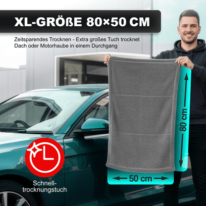 Asciugamano per auto 50X80 cm 1600 GSM - Microfibra premium grande, senza macchie e graffi, asciugatura rapida, double-face