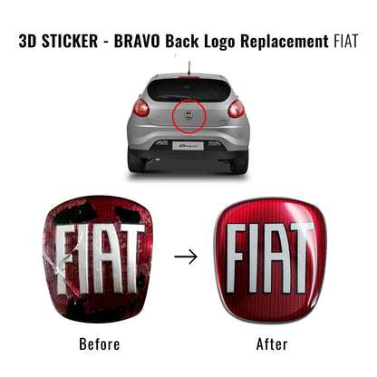 Fiat Adesivo 3D Ricambio Logo Posteriore per Bravo , Rosso