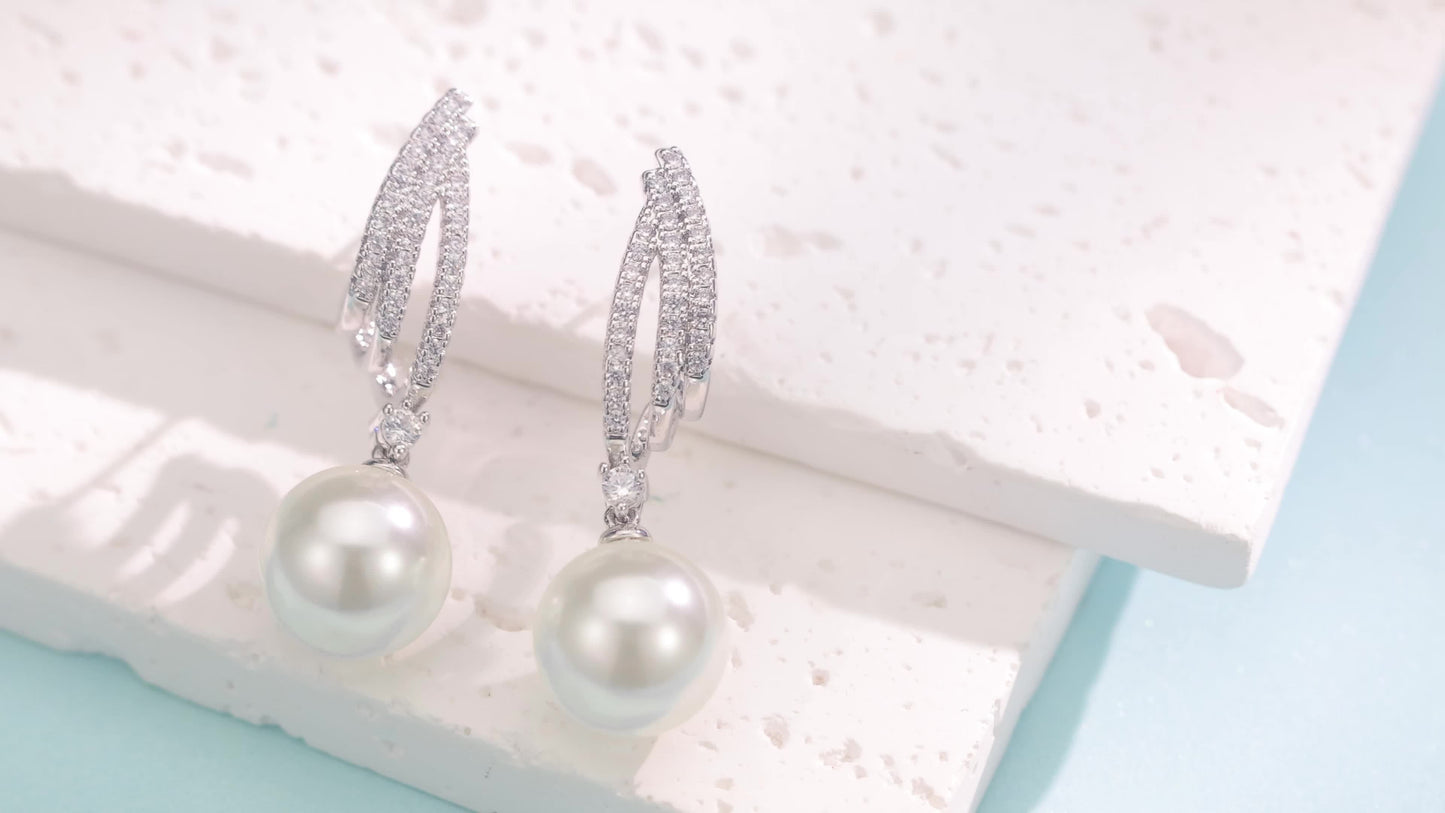 Eleganti e lussuosi orecchini di perle in argento 925, forniti in una confezione regalo di alta qualità