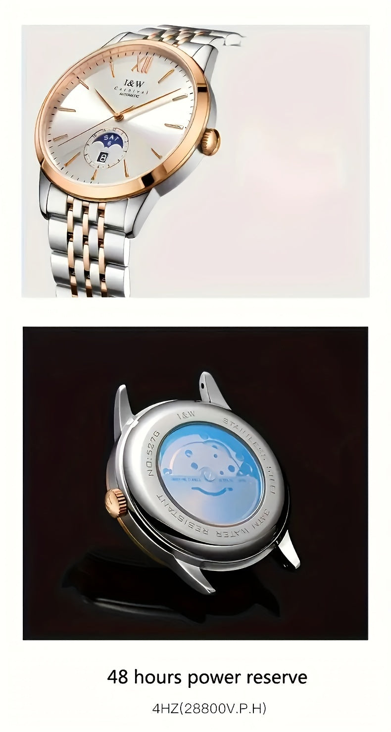 I&W Carnival High-End Brand Orologio Meccanico da Uomo in Acciaio Inossidabile con Mirino in Sapphire, Orologio Sportivo alla Moda da Uomo, Regali per le Vacanze, Senza Batteria