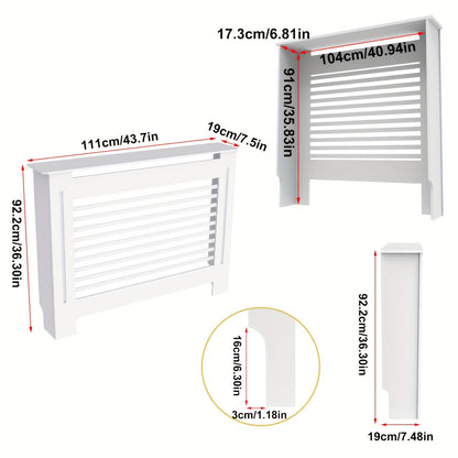 Pannello copriradiatore extra alto 92 cm/27" - Autoportante - Adatto per radiatori orizzontali/verticali, pannello con porta, ripiano e barriera con vano portaoggetti, unità da assemblare