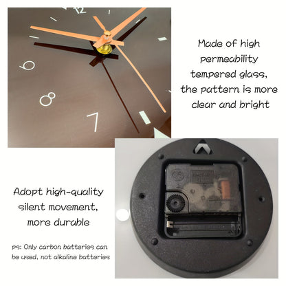 Orologio da Parete Floreale Nero - Opera d'Arte Unica Realizzata a Mano | Orologio Quadrato in Vetro da 12 Pollici | Movimento Silenzioso Senza Ticchettio | Alimentato a Batteria | Arredamento Moderno per la Casa | Ideale per Soggiorni, Camere da Letto e