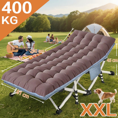 Letti da campeggio extra larghi per adulti, letto da campeggio con materasso, letti da campeggio extra larghi resistenti con borsa per il trasporto, letto da campeggio per adulti supporta fino a 400 kg, letti per dormire, campeggio, camper, spiaggia, pati