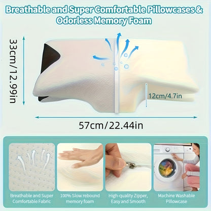Cuscino Memory Foam Comfort per la Colonna Vertebrale, Ideale per Chi Dorme sul Fianco, sulla Schiena e a Pancia in Giù - Design Sagomato, Supporto Morbido e Robusto, Nero, Rilassamento Spalle, Solido, Regalo Perfetto per Natale e Capodanno