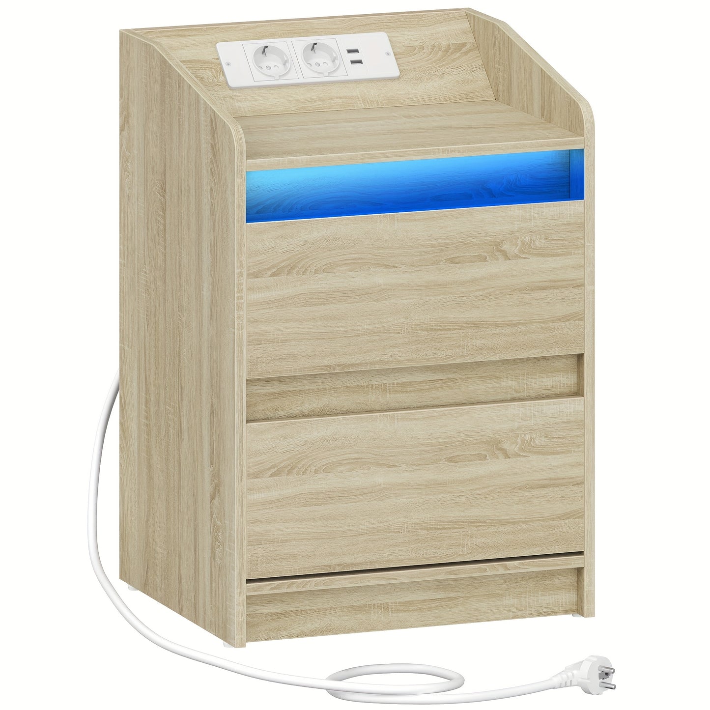 Comodino con 2 Cassetti, Tavolino Laterale, Elegante e Versatile, Ideale per Soggiorno e Camera da Letto, Nero/Bianco