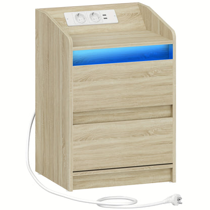 Comodino con 2 Cassetti, Tavolino Laterale, Elegante e Versatile, Ideale per Soggiorno e Camera da Letto, Nero/Bianco