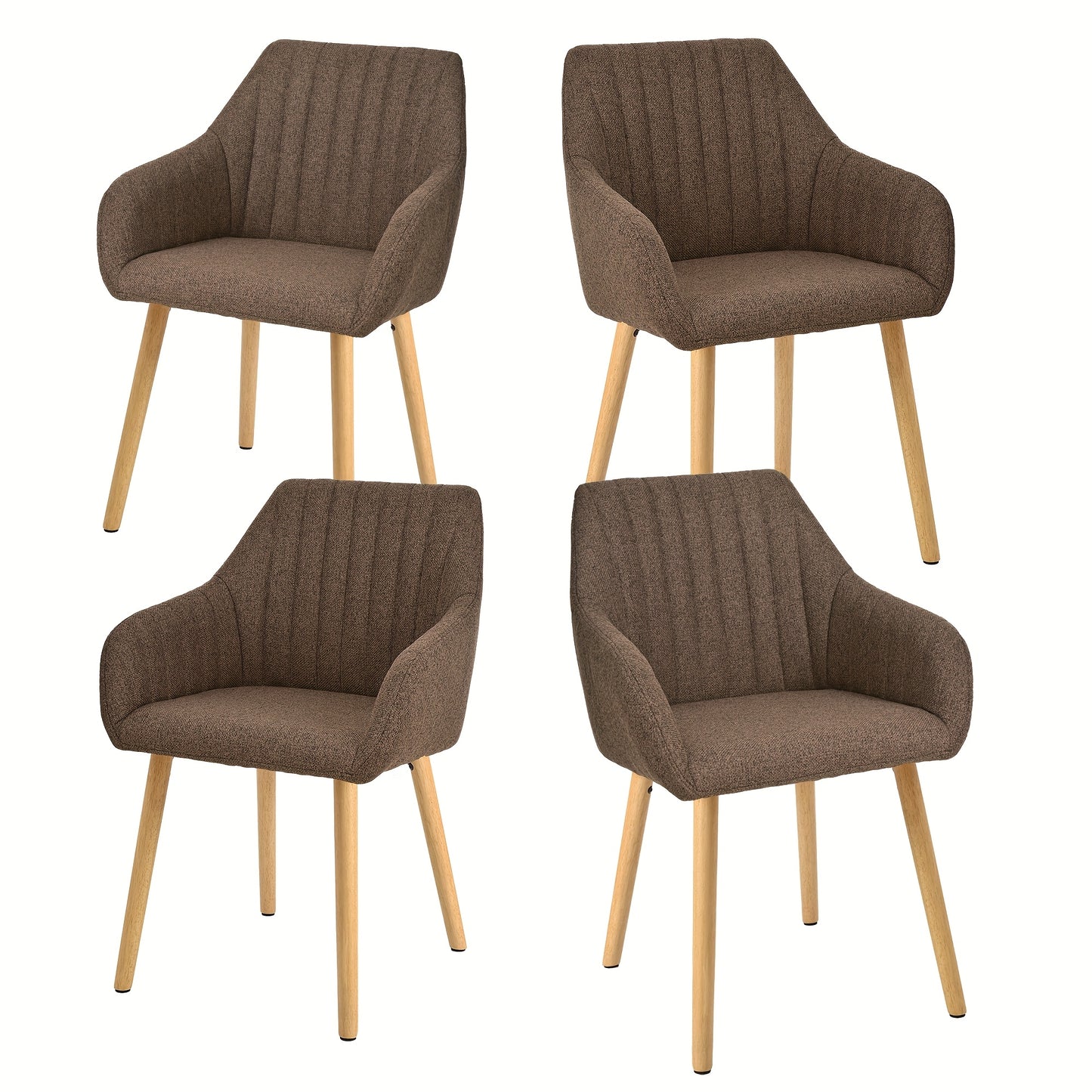 Set di 2/4/6 sedie da pranzo minimaliste con comodo schienale, braccioli e gambe in legno