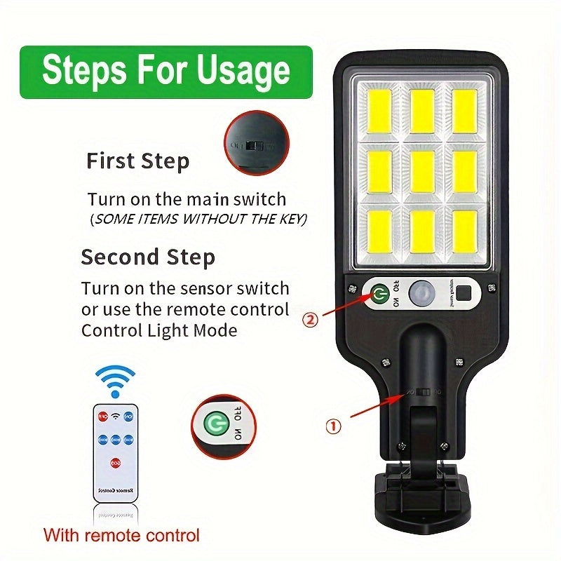 Lampioni Solari da 8/4/2 pz, Luce Solare da Esterno con Telecomando, 108 LED IP65, 3 Modalità di Illuminazione, Irradiatore Solare con Sensore di Movimento PIR, Lampada da Parete di Sicurezza per Esterno, Cortile, Stadio, Area Giochi, Giardino, Patio, Dec